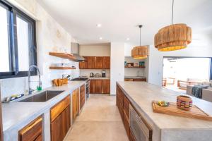 a kitchen with a sink and a counter top at Stunning Home with Incredible Views in Los Barriles