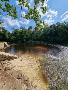 a body of water with trees in the background at Cabana do Parque in Presidente Figueiredo
