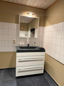 a bathroom with a sink and a mirror at Le 8 du Pontois in Ciney