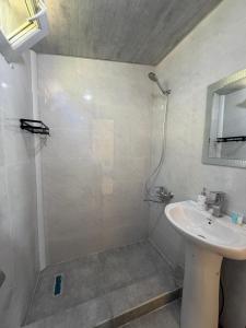 a bathroom with a sink and a shower at Mountain Paradise in Merisi 2 in Merisi +28 photos