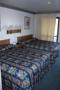 een hotelkamer met 2 bedden en een raam bij Viking Jr. Motel in Saint Peter