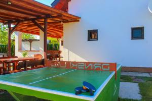 a ping pong table in the backyard of a house at Vikendica Drinski LAD in Loznica