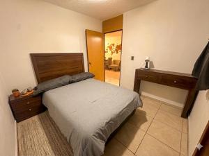 a bedroom with a bed and a dresser and a mirror at Casa mezquite in Ocotlán