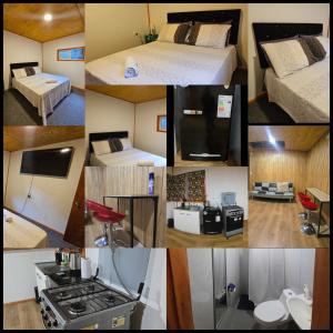 a collage of photos of a hotel room at Cabañas JP puerto montt in Puerto Montt +3 photos