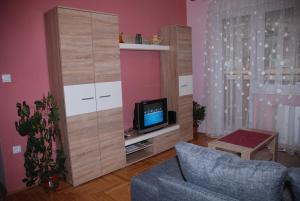 a living room with a tv and a couch at Apartman Milkovic 2 in Sombor