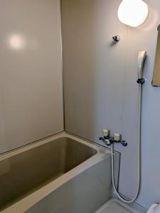 a bathroom with a bath tub and a shower at のんびれっじ七草 in Nasushiobara
