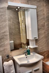 un bagno con lavandino e specchio di Apartman Milkovic 2 a Sombor