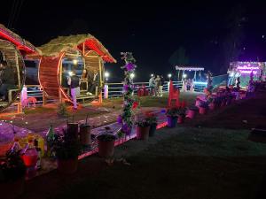 a display of plants in a yard at night at Aadharjun Homestay in Chidām