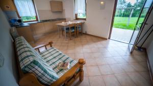 a living room with a couch and a table at Casa al Portico in Ledro