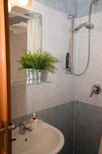 ナポリにあるCarol Houseのバスルーム(シンク、鉢植えの植物2本を使用したシャワー付)