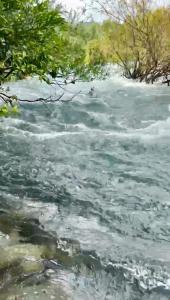 a painting of a river with rapids at Lạc Sanh Onsen Resort in Tuy Hoa