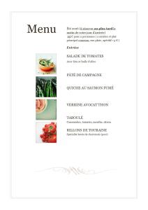 a screenshot of a menu for a restaurant at Chambre récente chez particuliers in Francueil
