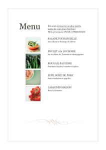 a screenshot of a menu for a restaurant at Chambre récente chez particuliers in Francueil +6 photos