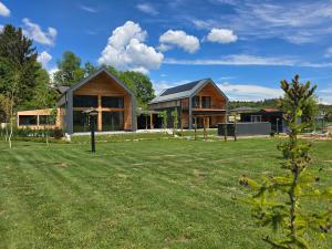 a house in the middle of a yard at Drau Lodge in Wernberg