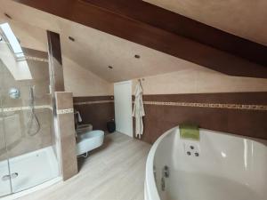 a bathroom with a tub and a shower and a sink at Villa Simona in Voghera +13 photos