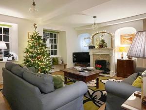 a living room with a christmas tree in it at Brittain House in Richmond