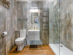 a bathroom with a toilet and a sink and a shower at Old Barn 1 - Uk48477 in Ferndown