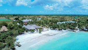 an aerial view of a resort on the beach at Pemba Paradise in Makangale