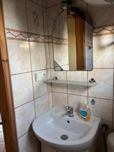 a bathroom with a sink and a mirror at Agroturystyka Iwona Jażdżewska in Osława Dąbrowa +31 photos