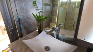 a bathroom sink with a faucet on a counter at Kay Lydie in Saint-Joseph +19 photos