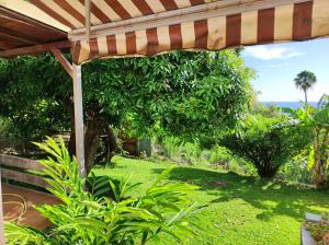 a view of a garden from under a pergola at Marilou in Basse-Terre
