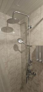 a shower with a shower head in a bathroom at Alora House in Kefalos +39 photos