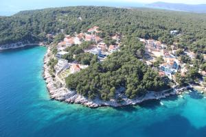 an aerial view of an island in the water at Apartmani Kuic in Milna