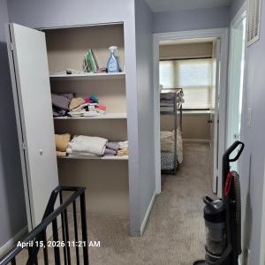 a walk in closet with shelves in a room at The Haven in Dundalk