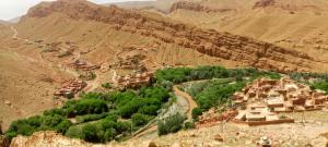 an aerial view of a village on a mountain at Auberge le calme restaurante in Bou Drarar +31 photos