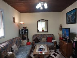 a living room with a couch and a tv at Seoski raj in Podgorica