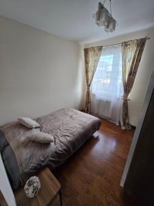 a bedroom with a bed and a window at Silent Apartment Płock in Płock