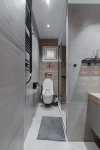a small bathroom with a toilet and a sink at Friendly Backyard in Thessaloniki +24 photos