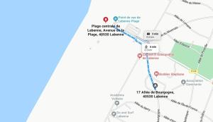 a map of the proposed route for the freeway at Labenne beach apartment in Labenne
