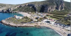 an aerial view of a small island in the ocean at Casa MUSA in Keratea +33 photos