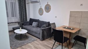 a living room with a couch and a table at Aqua Lux Apartman in Jagodina