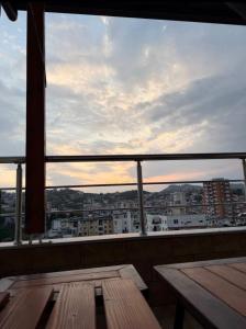 a view of a city skyline from a balcony at Modern Luxury Apartment-City Center-Walk Anywhere in Durrës