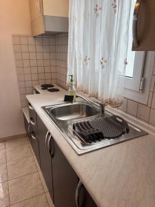 a kitchen counter with a sink and a sink at Studio Nikol koutsoupia in Kokkino Nero