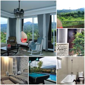a collage of photos of a hotel room at Avilla Puncak in Puncak