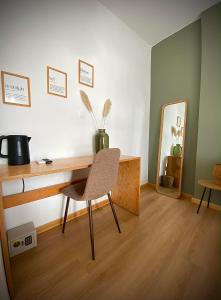 a desk with a chair and a mirror in a room at King A in Argostoli