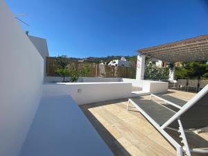 a view from the balcony of a house at Villa Palmosa in Skala