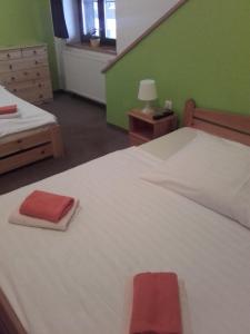 Un pat sau paturi într-o cameră la Hotel Anna