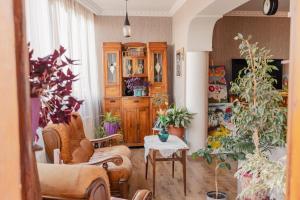 a living room filled with furniture and lots of plants at Bethlehem Terrace in Tbilisi City