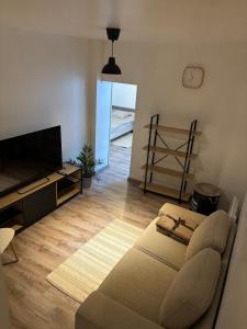 a living room with a couch and a flat screen tv at Domino in Vaucouleurs