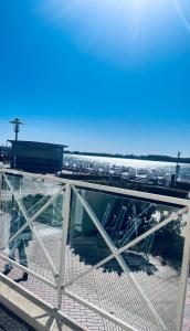a view of the beach from the observation deck of a building at Ocean View Laboe in Laboe +1 photo