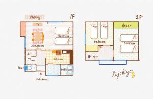 a drawing of a floor plan of aominium at hiyohiyo in Kanazawa