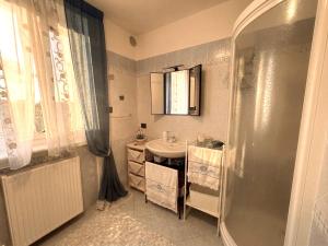 a bathroom with a sink and a shower at Casa di Paola Spormaggiore in Spormaggiore