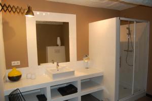 een badkamer met een wastafel en een douche bij Le 2 in Vence