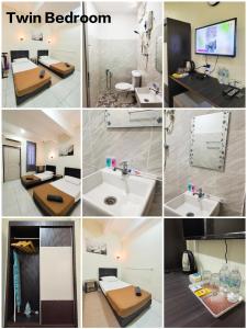 a collage of different pictures of a bathroom at D'Aleena Inn Kodiang in Kodiang +16 photos
