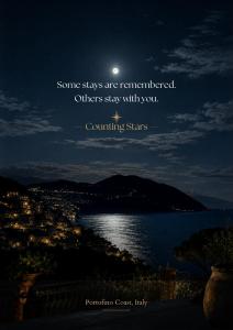 a picture of the moon illuminating the water at night at Counting Stars - Private Luxury Retreat for Two in Recco