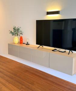 a flat screen tv sitting on top of a cabinet at FEWO Studio7 in Vorderelsenwang